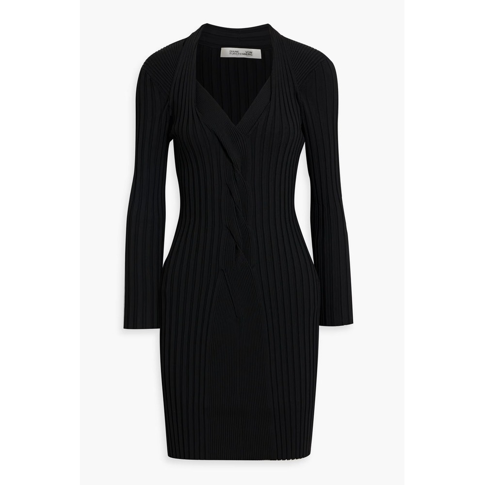 Diane von Furstenberg DVF Medium Veronique Ribbed-Knit Mini Dress Long Sleeve - Picture 1 of 12